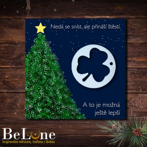 Trojlístek pro štěstí – modrý vánoční motiv
