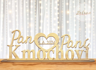 Jména novomanželů na stůl - pan a paní, datum