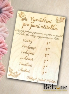 Dřevěné vysvědčení