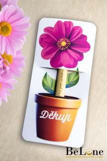 Propiska se záložkou pro paní učitelku - květina růžová