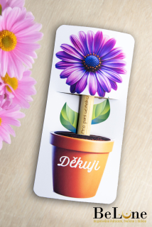 Propiska se záložkou pro paní učitelku - květina fialová