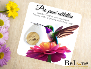 Dárek pro paní učitelku – žeton do vozíku s věnováním