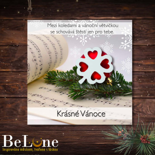 Čtyřlístek pro štěstí – vánoční přání s větvičkou