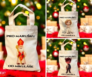 Mikulášská taška béžová - od Mikuláše, anděla a čerta