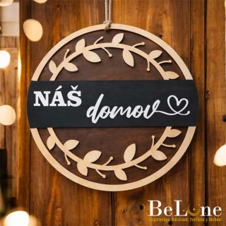 Dřevěná cedule Náš domov 35 cm | dekorace na dveře a zeď