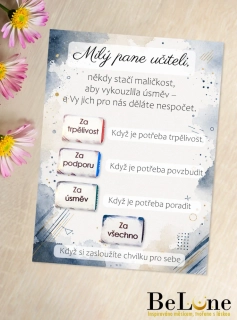 Dárková kartička pro učitele s čokoládkami